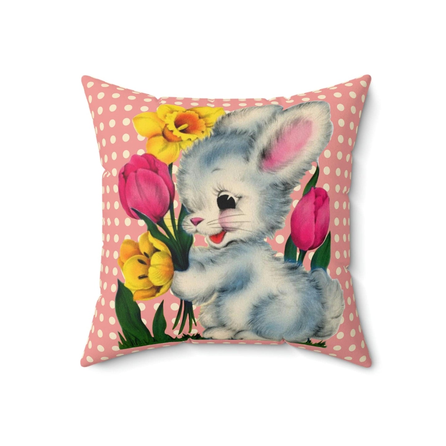 Kate McEnroe New York Vintage Kitschy Easter Bunny Throw Pillow Cover Throw Pillow Covers