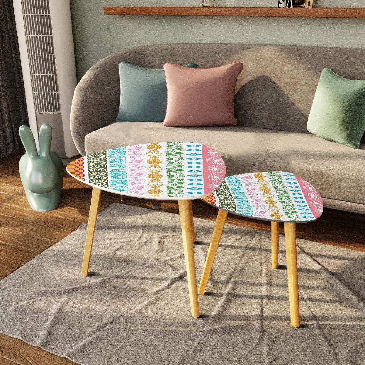 Kate McEnroe New York Vintage Pyrex Medley Nesting Tables, Mid Century Modern Floral Accent Furniture SetNesting TableslEf7xBsKtY