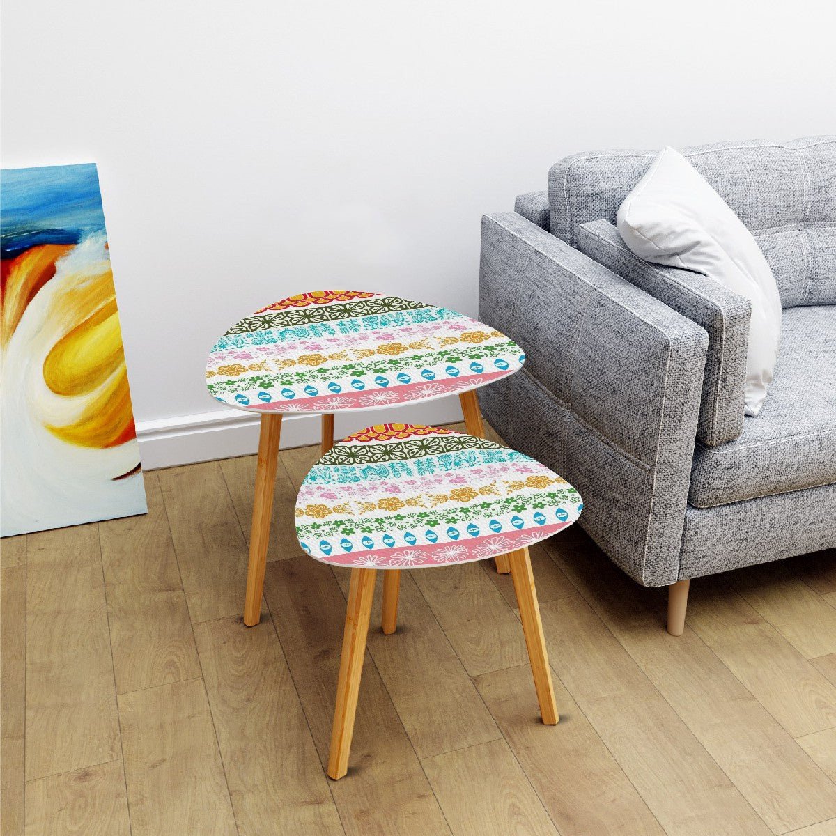 Kate McEnroe New York Vintage Pyrex Medley Nesting Tables, Mid Century Modern Floral Accent Furniture SetNesting TableslEf7xBsKtY
