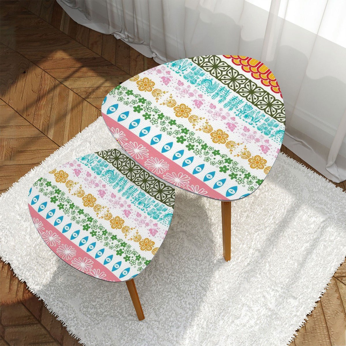 Kate McEnroe New York Vintage Pyrex Medley Nesting Tables, Mid Century Modern Floral Accent Furniture SetNesting TableslEf7xBsKtY