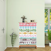 Kate McEnroe New York Vintage Pyrex Mid Century Modern Shoe Cabinet, Retro 50s MCM Kitchenware Inspired Accent FurnitureShoe StoragevjZ7T6n247