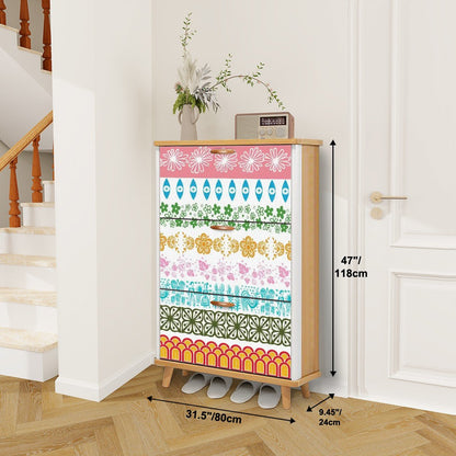 Kate McEnroe New York Vintage Pyrex Mid Century Modern Shoe Cabinet, Retro 50s MCM Kitchenware Inspired Accent FurnitureShoe StoragevjZ7T6n247