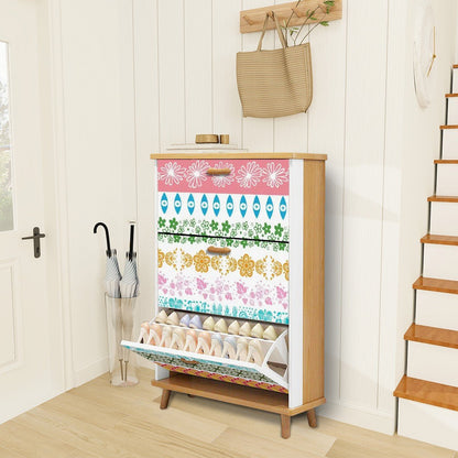 Kate McEnroe New York Vintage Pyrex Mid Century Modern Shoe Cabinet, Retro 50s MCM Kitchenware Inspired Accent FurnitureShoe StoragevjZ7T6n247