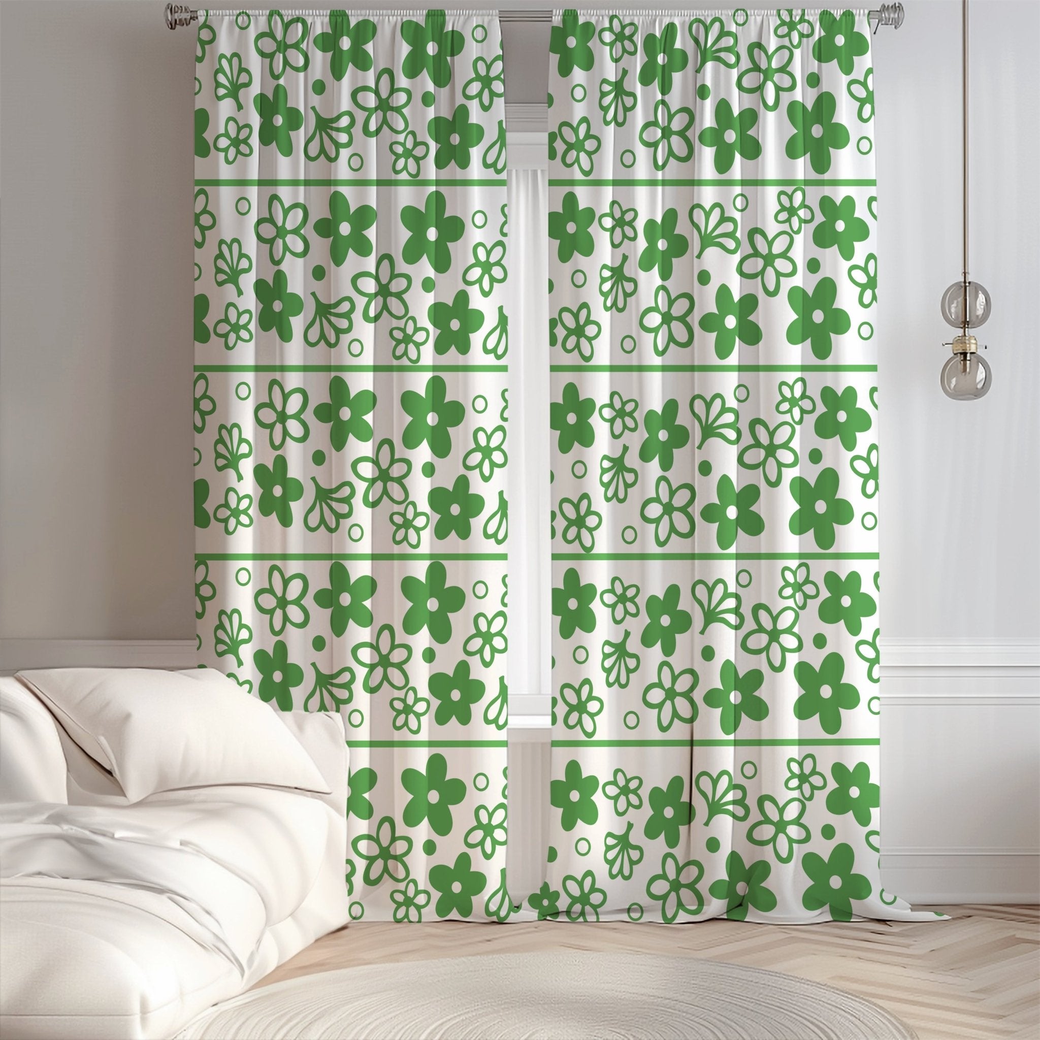 Kate McEnroe New York Vintage Pyrex Spring Blossom Blackout Curtains, Crazy Daisy Mid Century Window PanelsWindow Curtains22667369216671079067