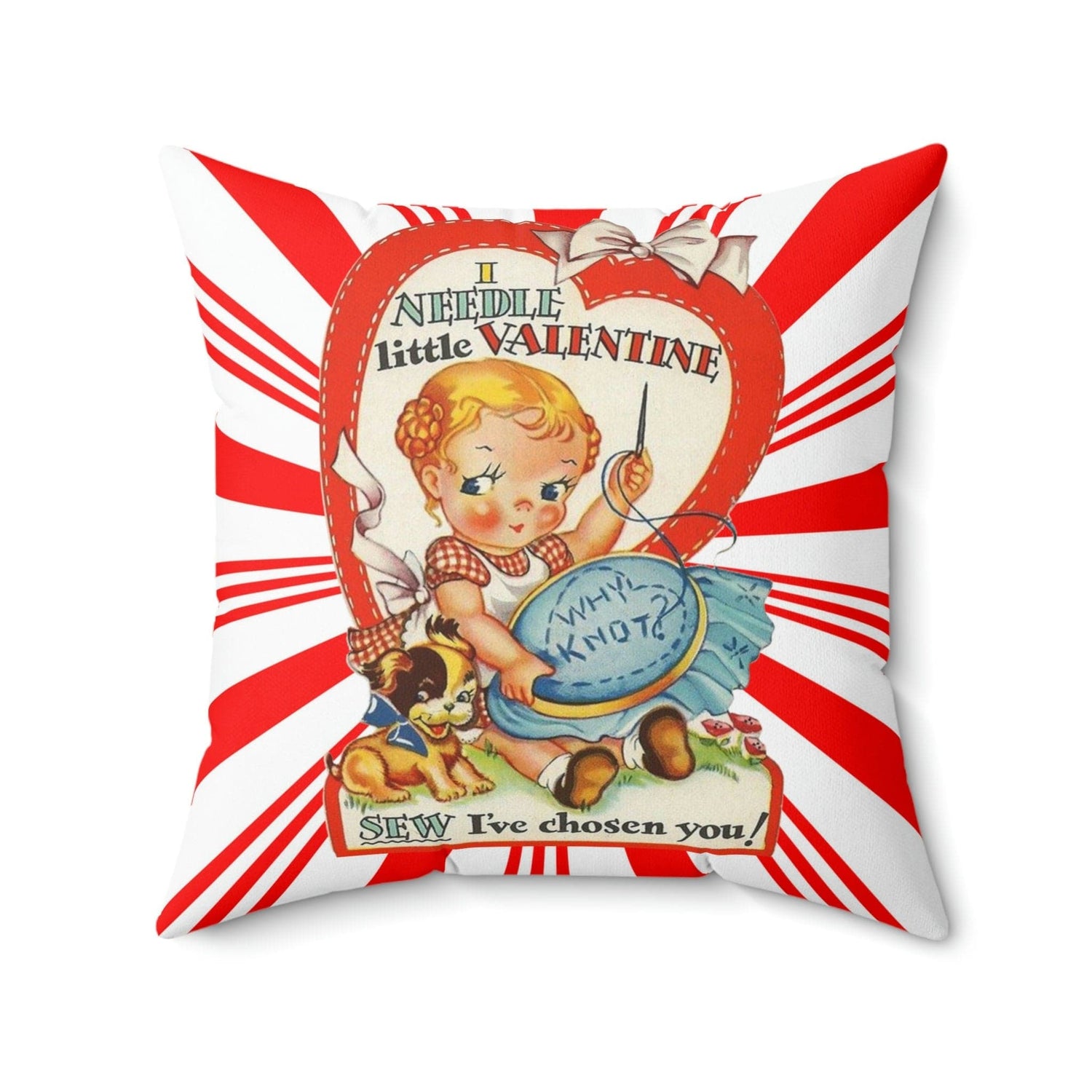 Kate McEnroe New York Vintage Retro Funny Sewing Valentine Throw Pillow Cover Throw Pillow Covers 18&quot; × 18&quot; 39218247284706083876