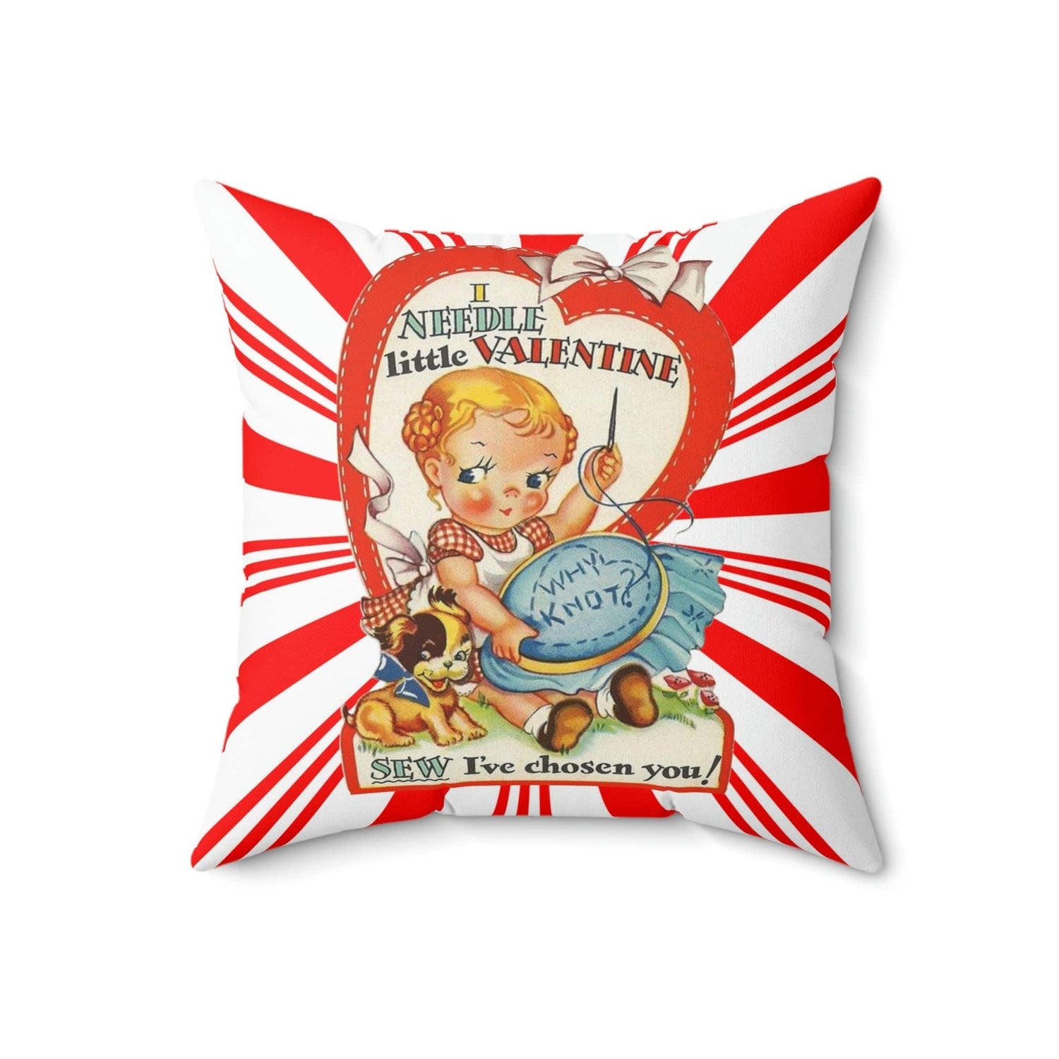 Kate McEnroe New York Vintage Retro Funny Sewing Valentine Throw Pillow Cover Throw Pillow Covers