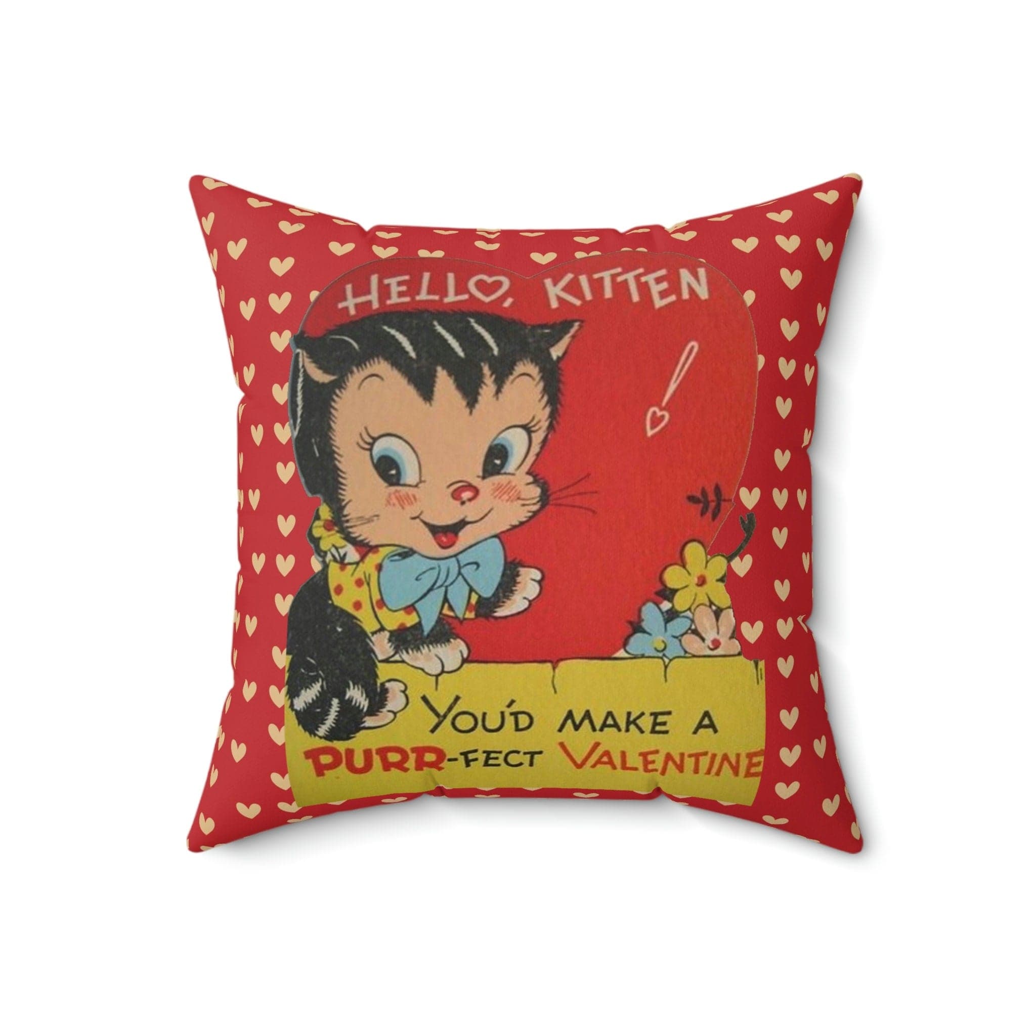 Kate McEnroe New York Vintage Retro Kitschy Kitty Valentine Throw Pillow CoverThrow Pillow Covers25842108731806235608