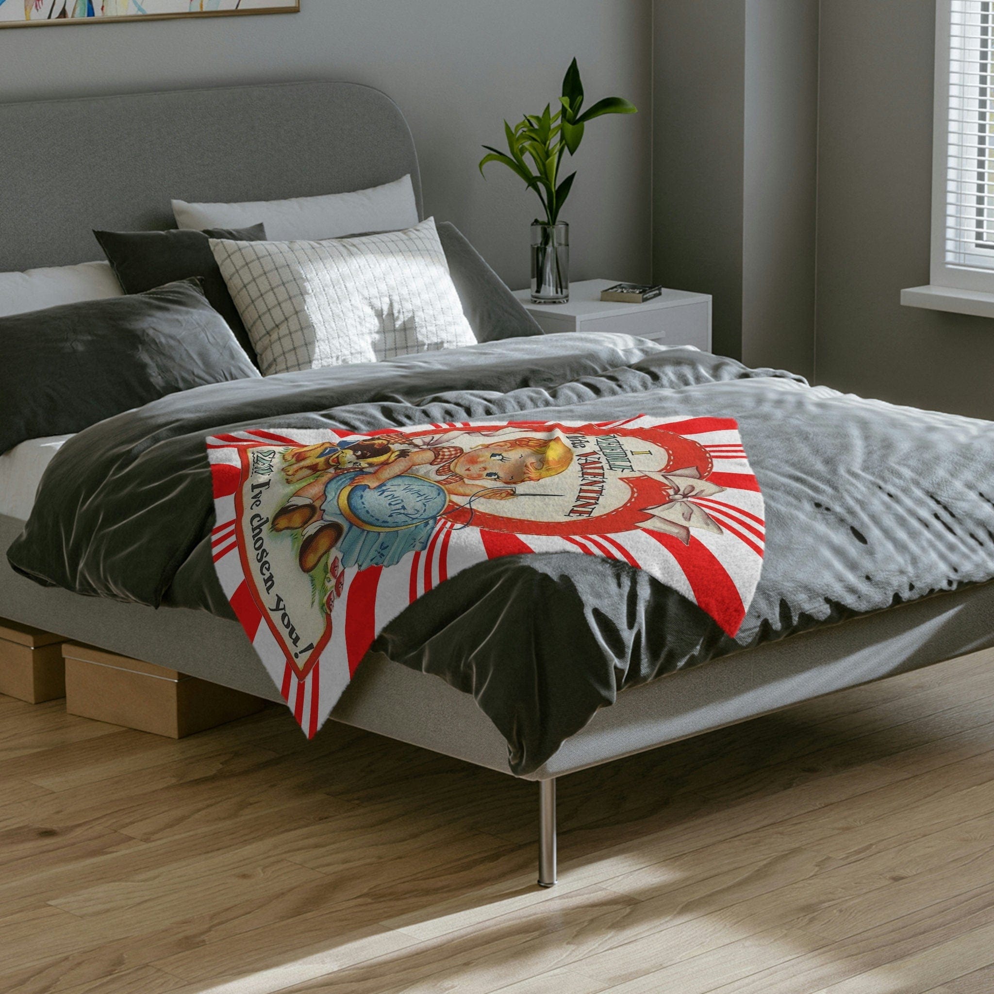 Kate McEnroe New York Vintage Retro Valentine Card Inspired Throw BlanketBlanketsB20 - SEW - MIN - 5x6