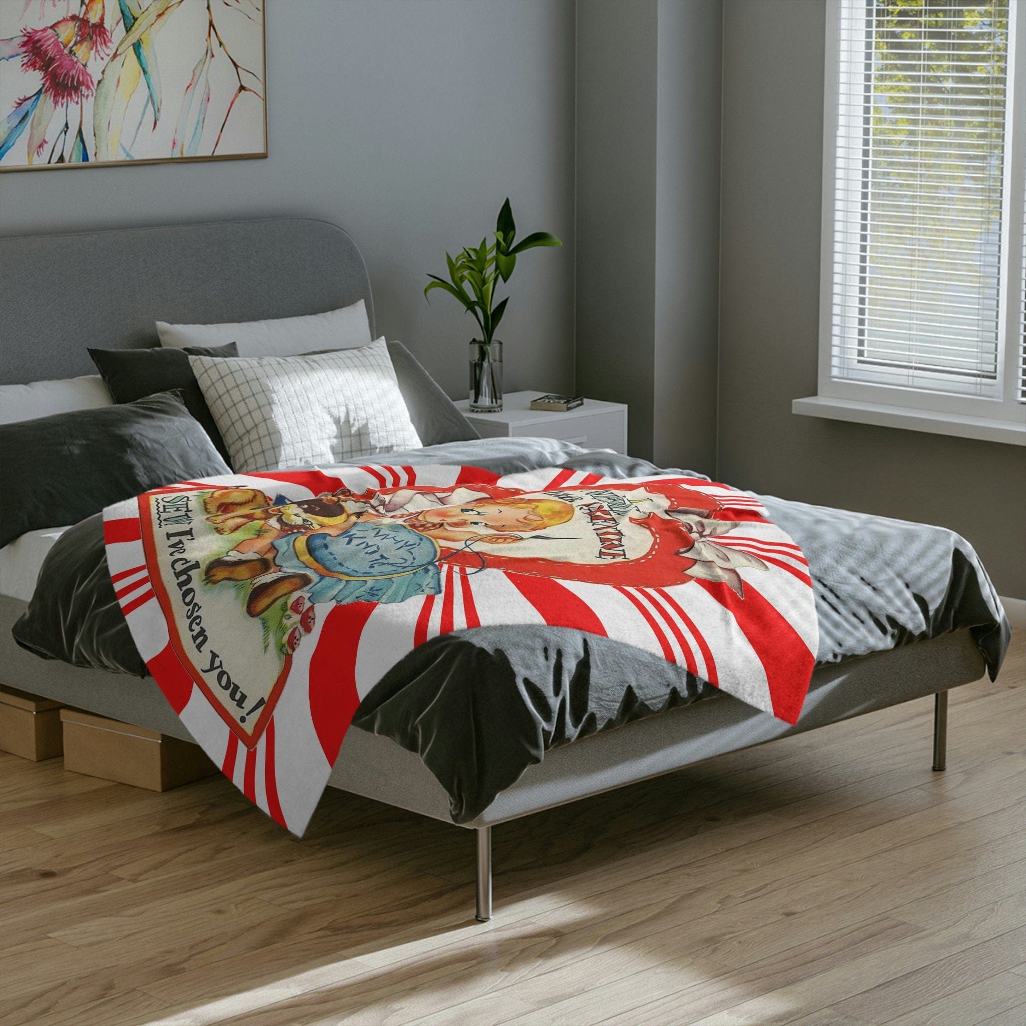 Kate McEnroe New York Vintage Retro Valentine Card Inspired Throw BlanketBlanketsB20 - SEW - MIN - 5x6