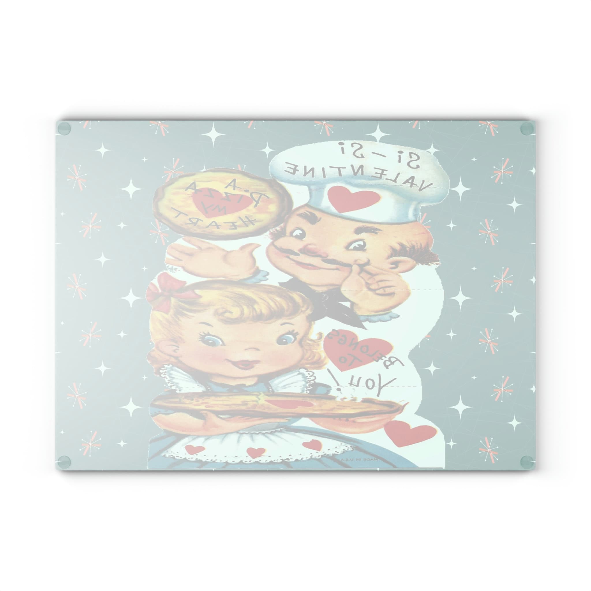 Kate McEnroe New York Vintage Retro Valentine Kitsch Glass Cutting BoardCutting Boards12716038983201539151