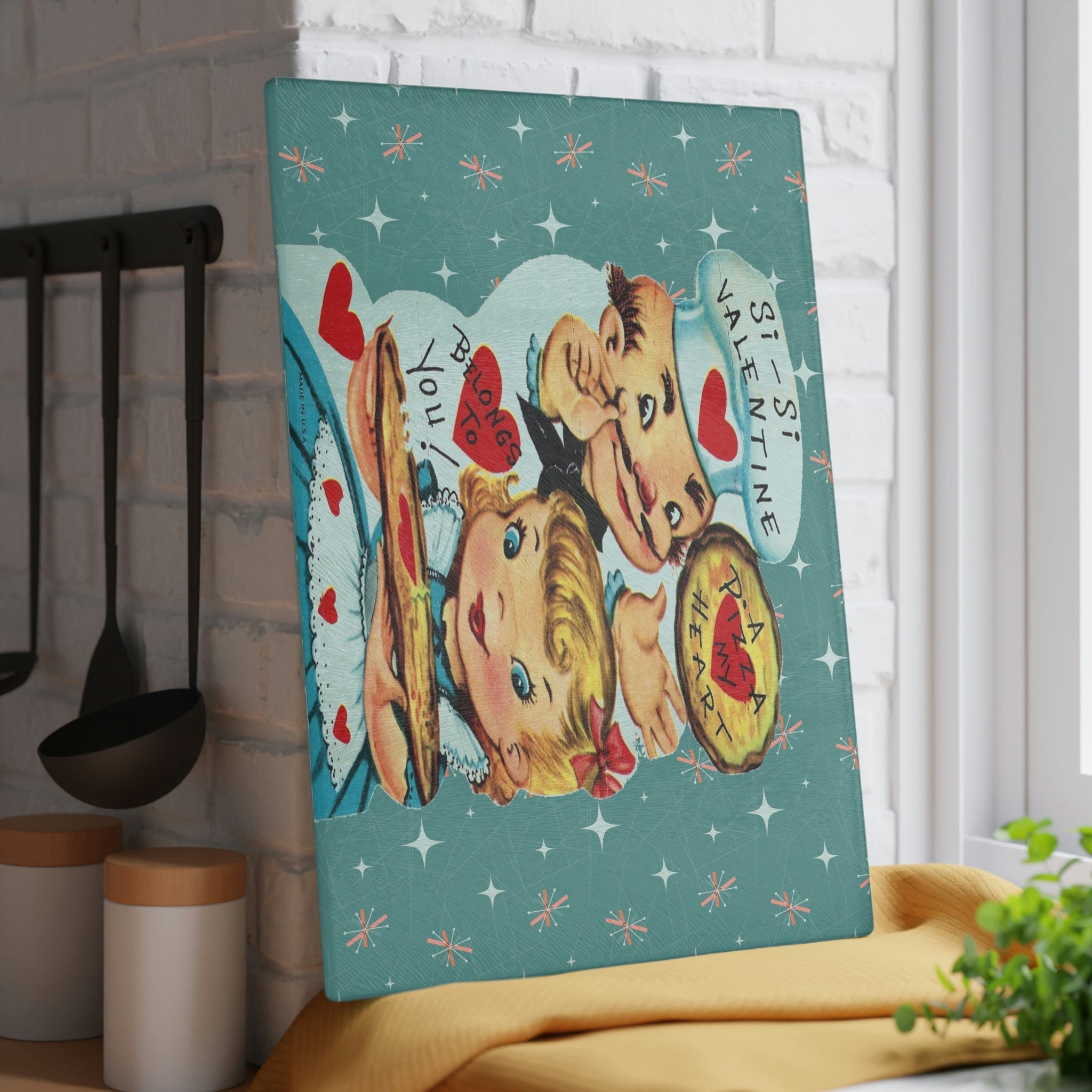 Kate McEnroe New York Vintage Retro Valentine Kitsch Glass Cutting BoardCutting Boards12716038983201539151