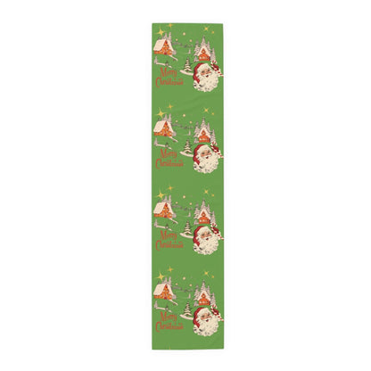 Kate McEnroe New York Vintage Santa Scandinavian Christmas Village Table Runner, Retro Holiday DecorTable Runners