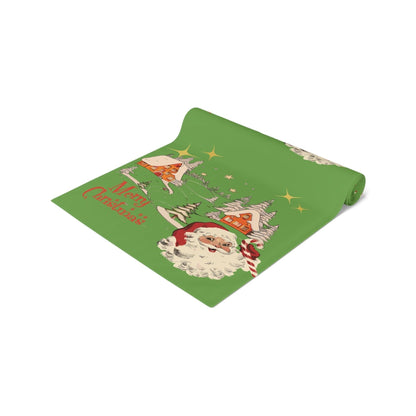 Kate McEnroe New York Vintage Santa Scandinavian Christmas Village Table Runner, Retro Holiday DecorTable Runners