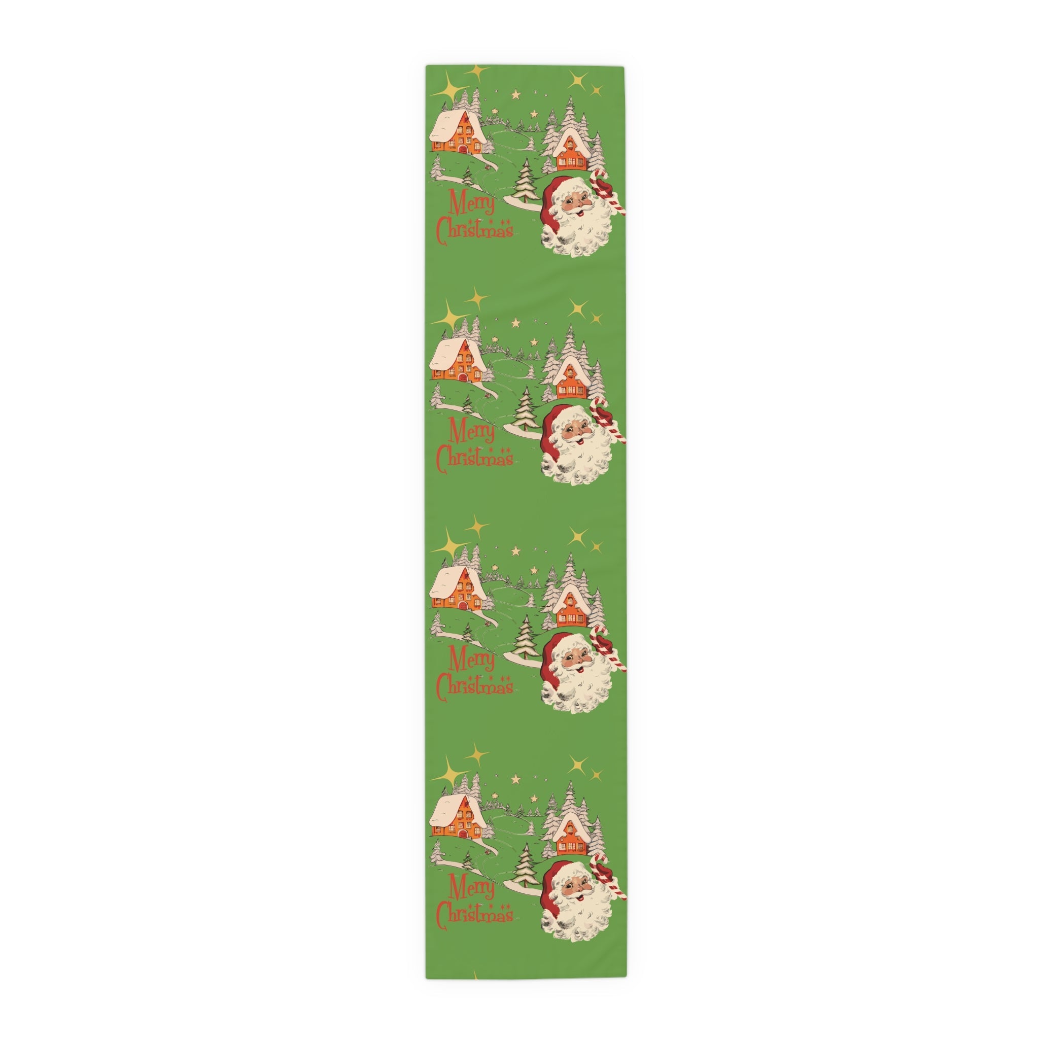 Kate McEnroe New York Vintage Santa Scandinavian Christmas Village Table Runner, Retro Holiday DecorTable Runners16379988884499748263