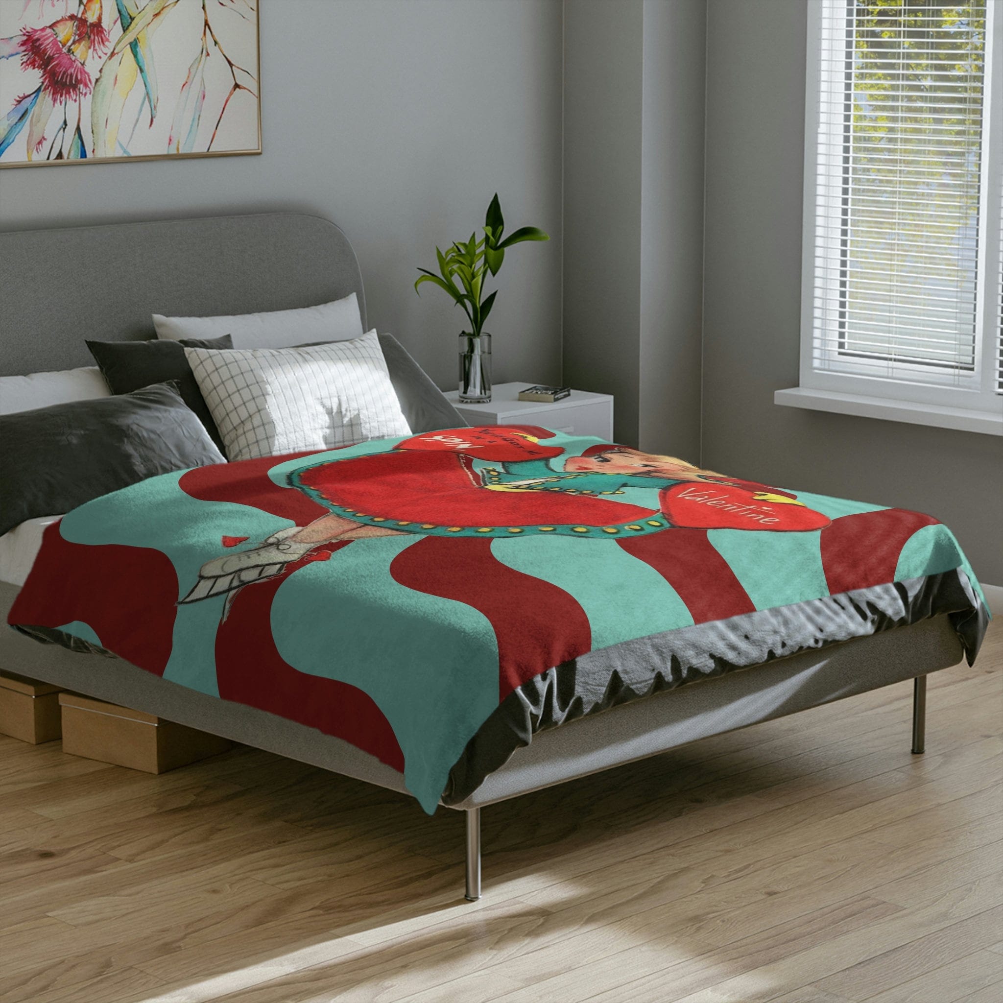 Kate McEnroe New York Vintage Skater Girl Valentine Throw BlanketBlankets23092178185537565775