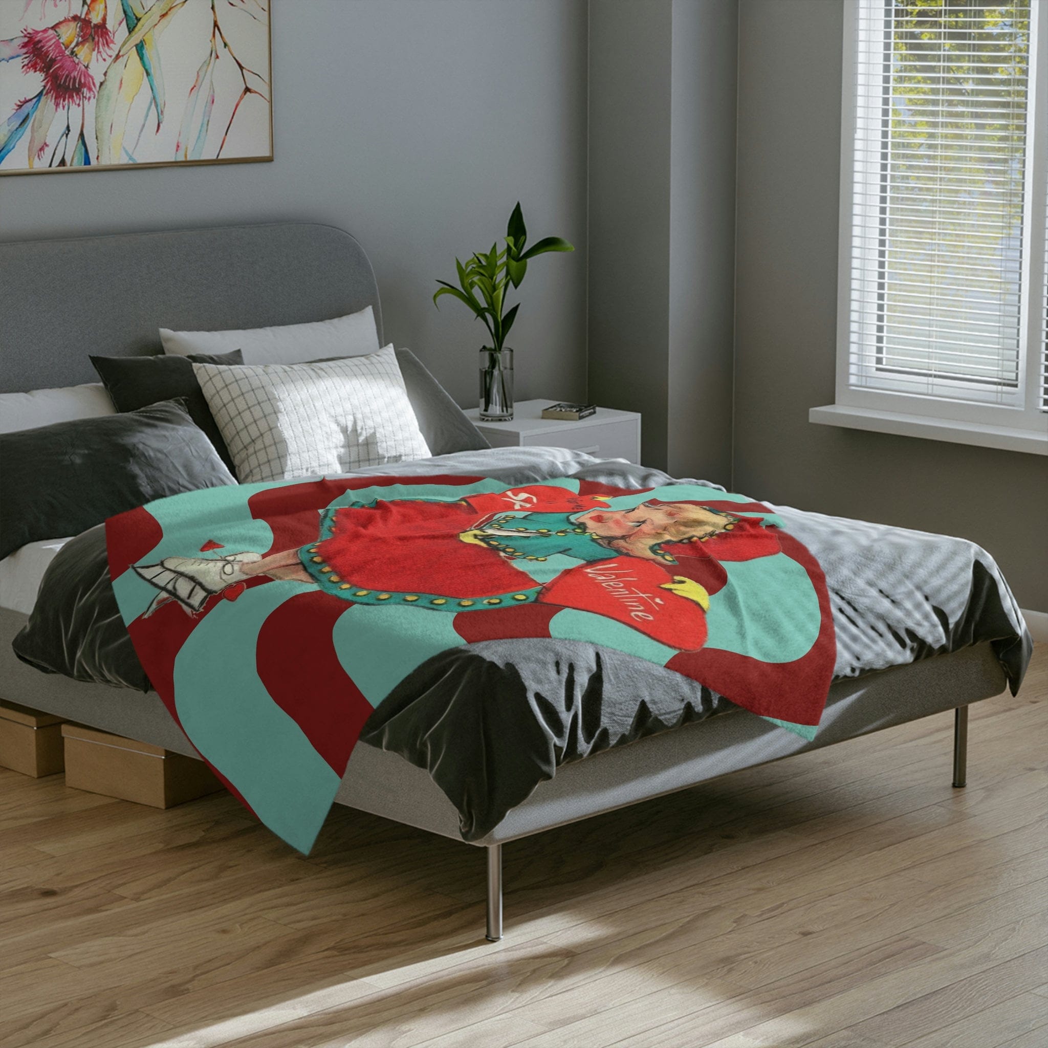 Kate McEnroe New York Vintage Skater Girl Valentine Throw BlanketBlankets23092178185537565775