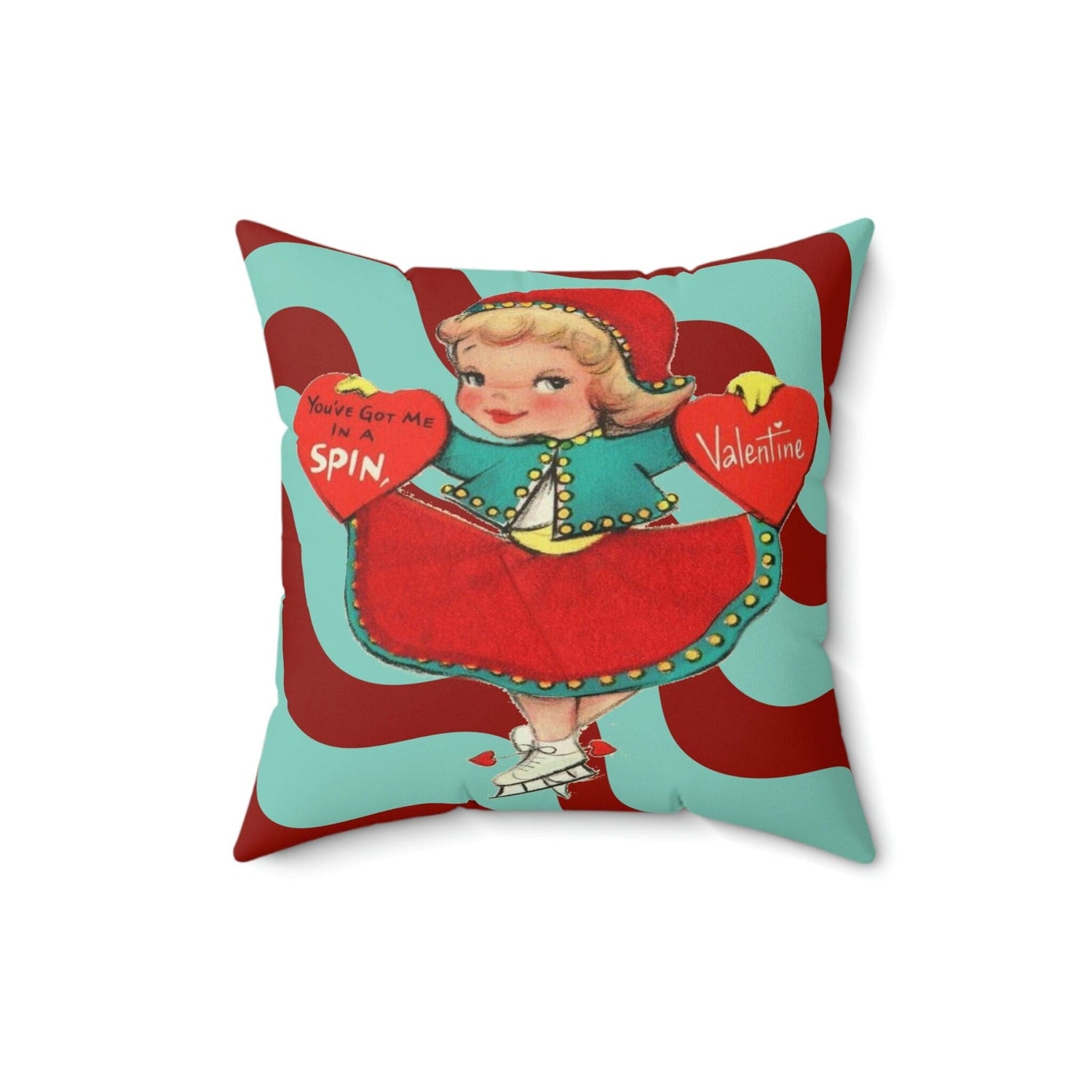 Kate McEnroe New York Vintage Skater Girl Valentine Throw Pillow Cover Throw Pillow Covers 18&quot; × 18&quot; 20166600536424130779