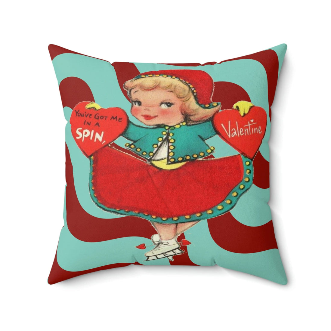 Kate McEnroe New York Vintage Skater Girl Valentine Throw Pillow Cover Throw Pillow Covers 20&quot; × 20&quot; 10370470106191473560
