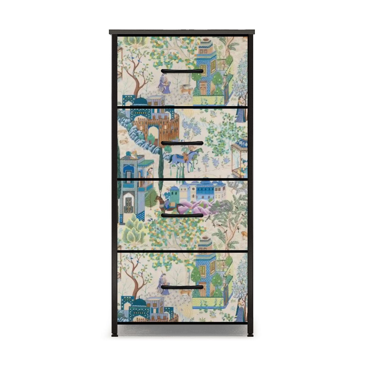 Kate McEnroe New York Vintage Toile De Jouy Blue Green Chinoiserie Floral Asian 4 Drawer DresserDressers9HK8Xjys3o