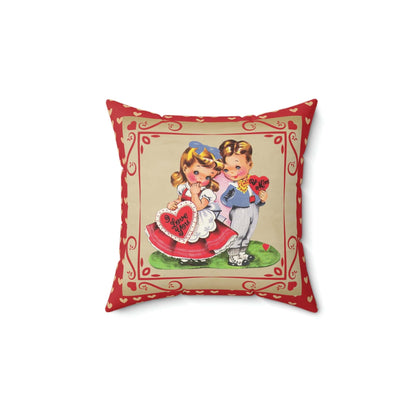 Kate McEnroe New York Vintage Valentine Boy and Girl Hearts Throw Pillow Cover Throw Pillow Covers
