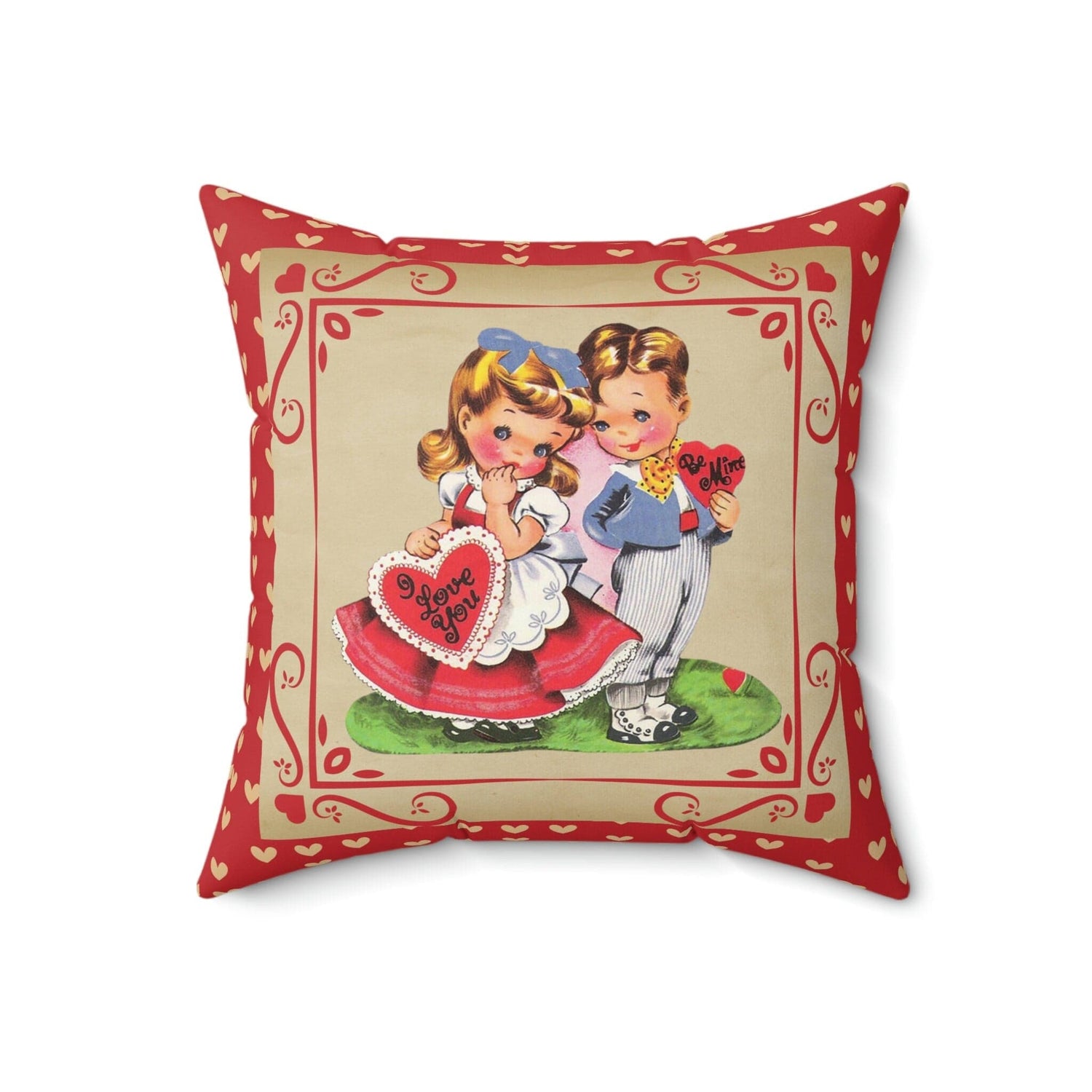 Kate McEnroe New York Vintage Valentine Boy and Girl Hearts Throw Pillow CoverThrow Pillow Covers30055391513593850243