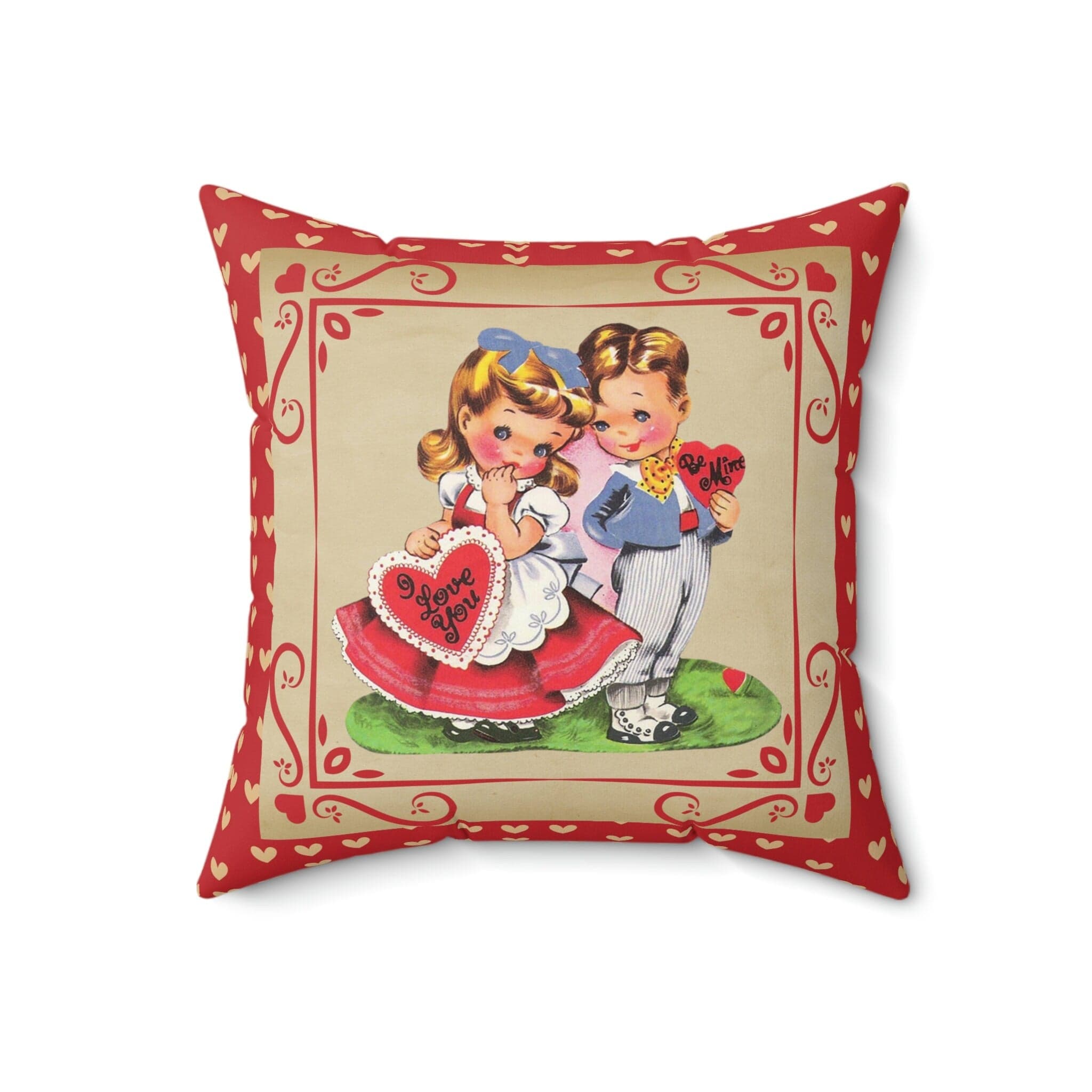 Kate McEnroe New York Vintage Valentine Boy and Girl Hearts Throw Pillow CoverThrow Pillow Covers30055391513593850243