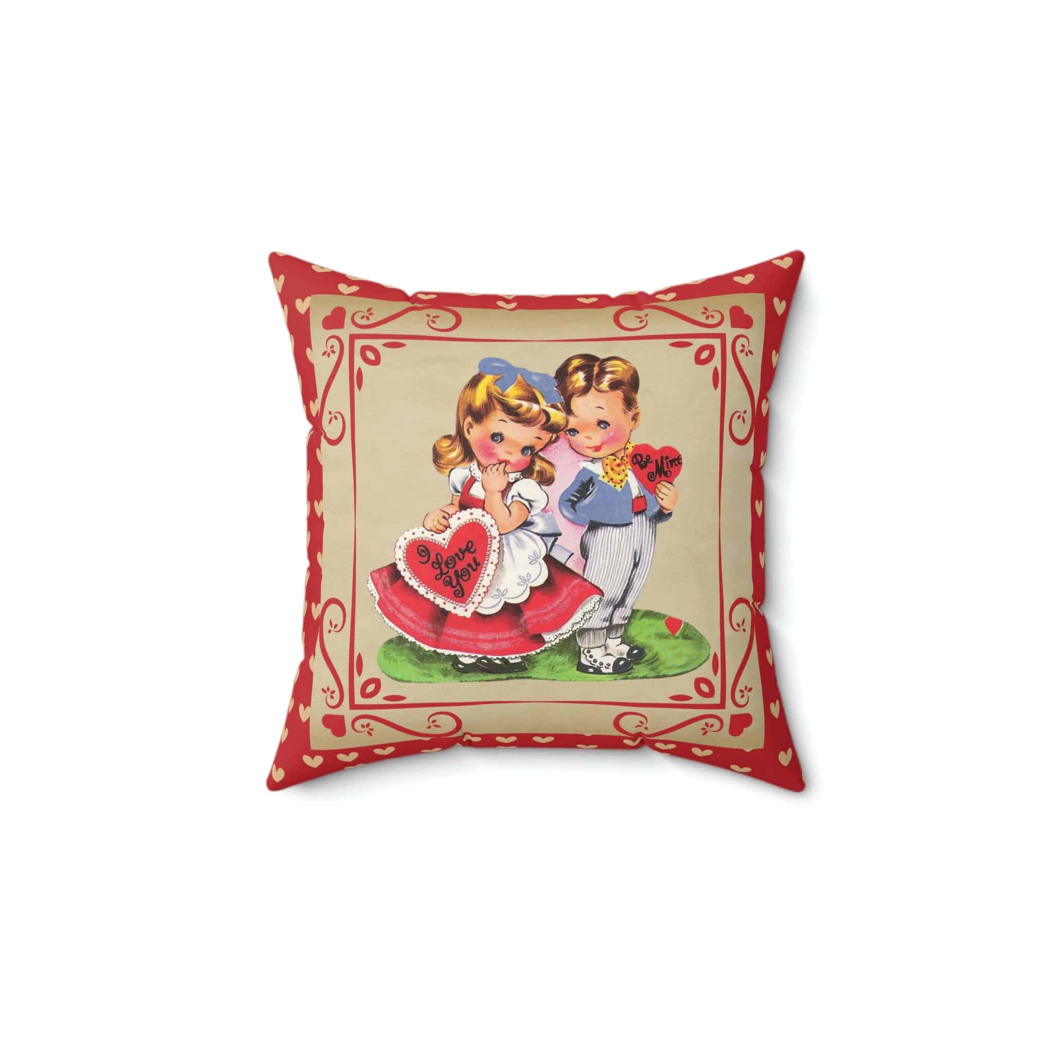 Kate McEnroe New York Vintage Valentine Boy and Girl Hearts Throw Pillow CoverThrow Pillow Covers31853400347988346088