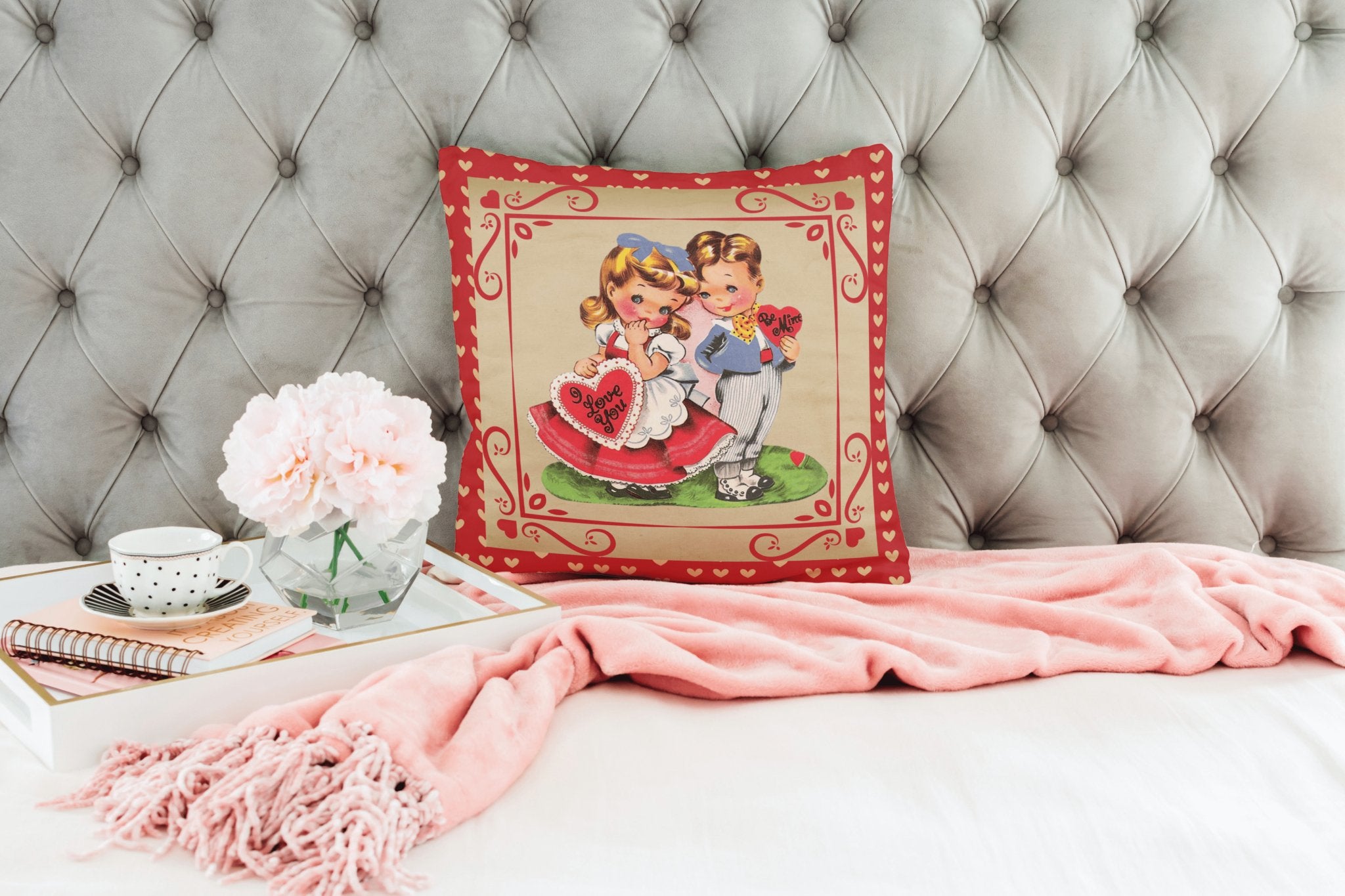 Kate McEnroe New York Vintage Valentine Boy and Girl Hearts Throw Pillow CoverThrow Pillow Covers59145142971247555627