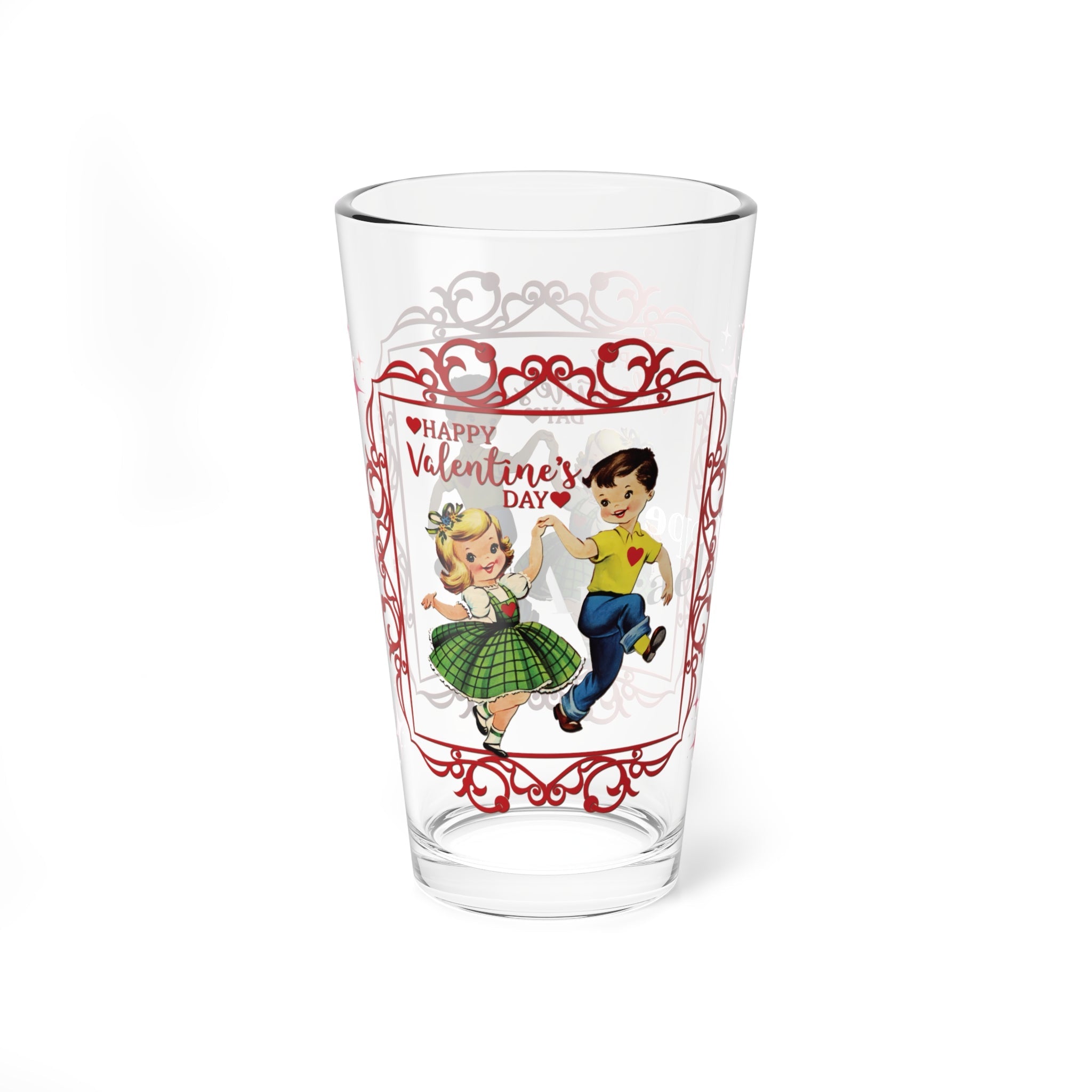 Kate McEnroe New York Vintage Valentine Pint Glass, Mid Century Modern Retro Kitschy Boy Girl Dancing, 1950s Romantic BarwarePint Glasses15268485564764585366