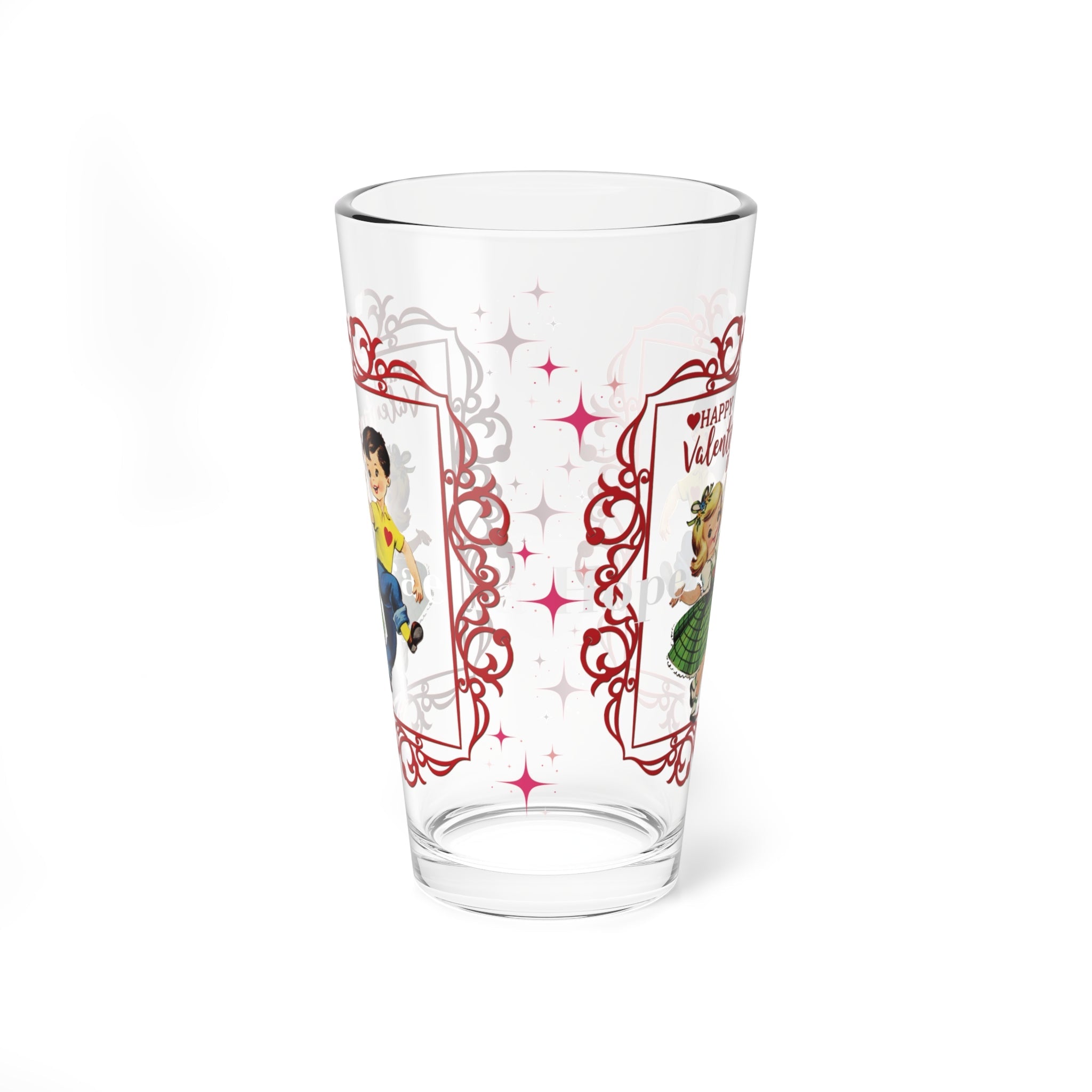 Kate McEnroe New York Vintage Valentine Pint Glass, Mid Century Modern Retro Kitschy Boy Girl Dancing, 1950s Romantic BarwarePint Glasses15268485564764585366