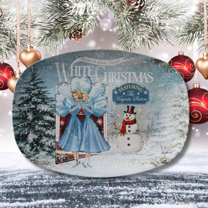 Kate McEnroe New York Wallace and Davis Present White Christmas Platter, Featuring The Haynes Sisters, Retro 1954 Movie Serveware, Mid Century Modern DecorServing Platters9727