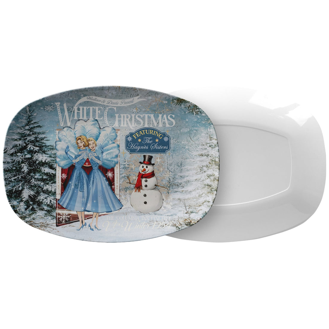 Kate McEnroe New York Wallace and Davis Present White Christmas Platter, Featuring The Haynes Sisters, Retro 1954 Movie Serveware, Mid Century Modern DecorServing Platters9727