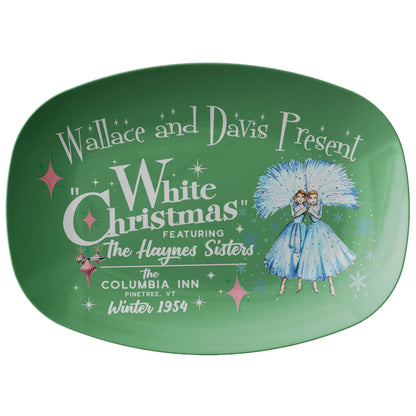 Kate McEnroe New York Wallace and Davis Presents White Christmas Platter, Haynes Sisters, 1954 Columbia Inn, Mid Century Modern Holiday ServewareServing Platters9727