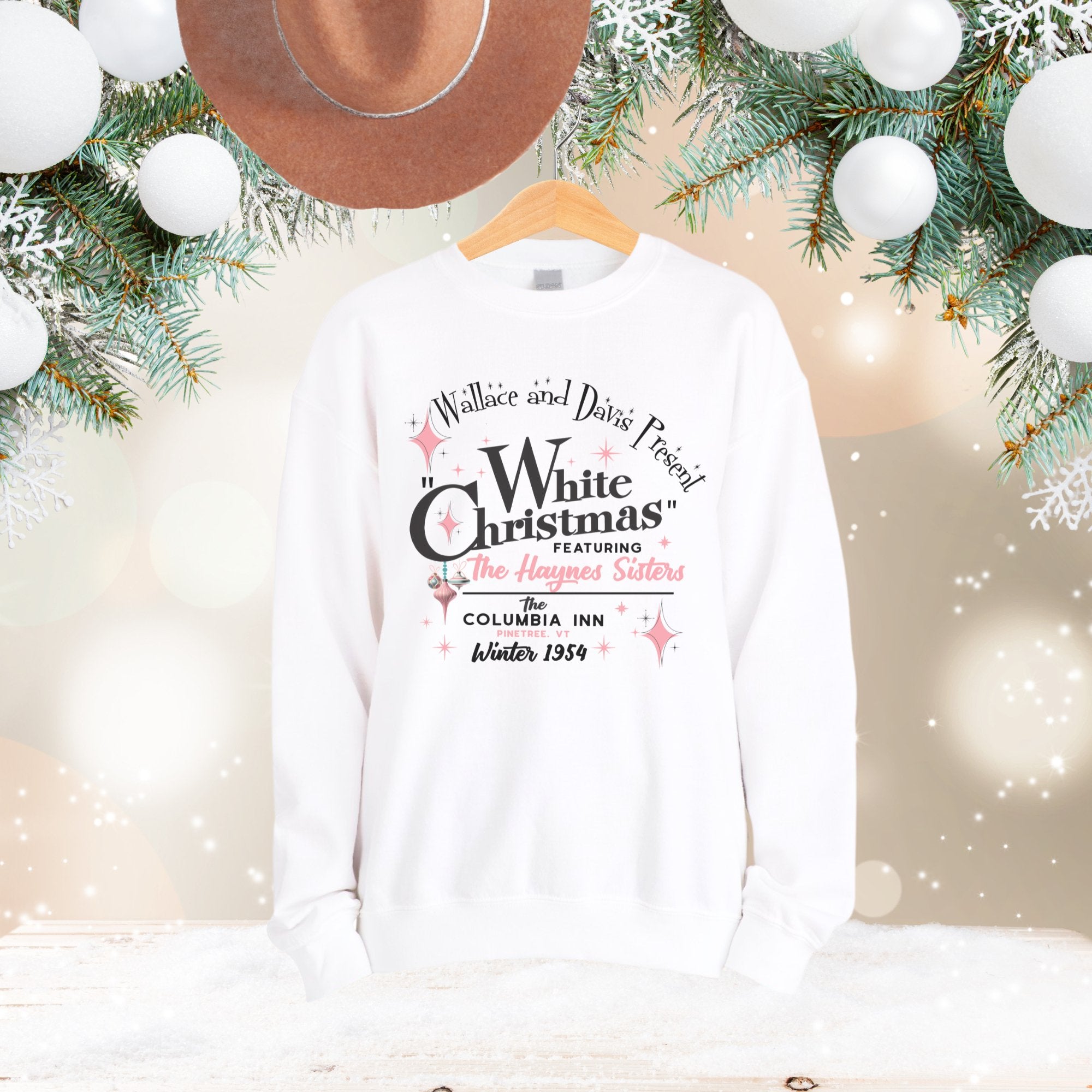 Kate McEnroe New York Wallace and Davis White Christmas 1954 Movie Sweatshirt, Retro Mid Century Modern Holiday Apparel, Vintage 50s Kitsch Christmas SweaterSweatshirt19795947895556843458