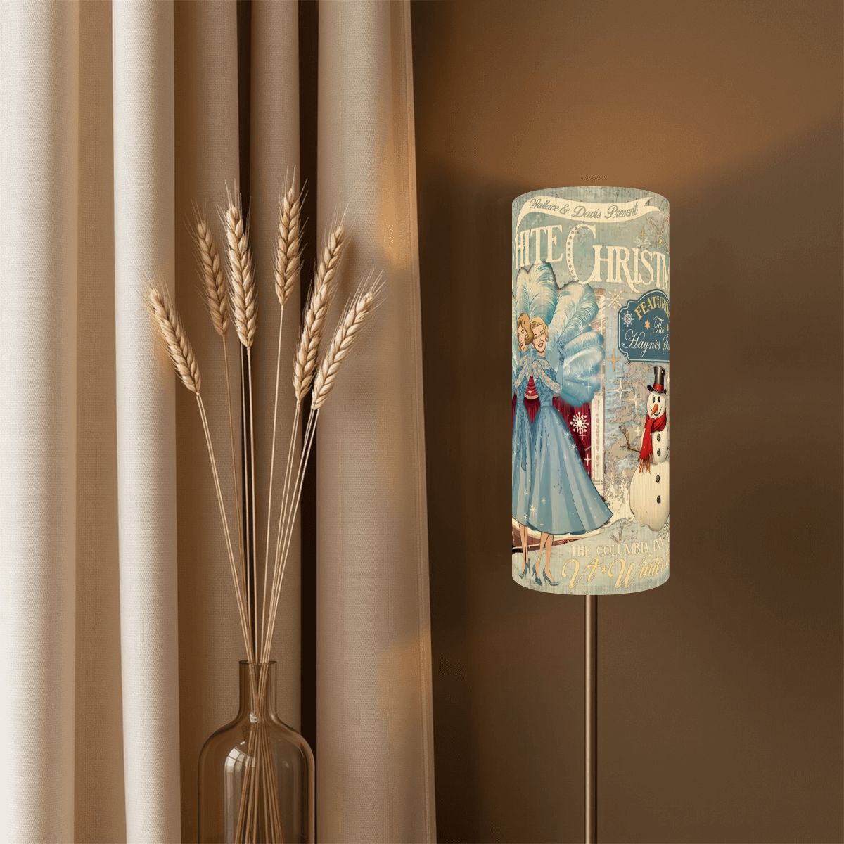 Kate McEnroe New York Wallace and Davis White Christmas Slim Lampshade, Haynes Sisters Sisters, 50s Christmas Movie Holiday Floor Lamp AccessoryLamp ShadesJHts86tWSd