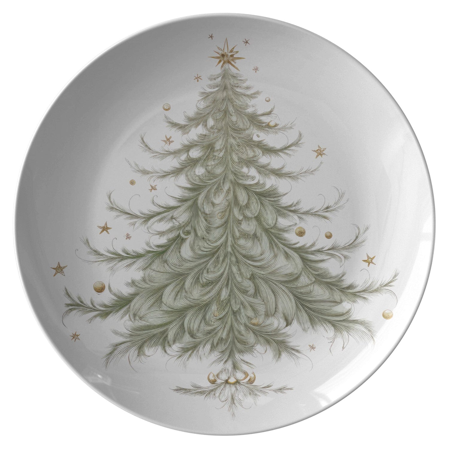teelaunch Whimsical Christmas Tree Dinner Plate Kitchenware Set of Four 9820FOUR