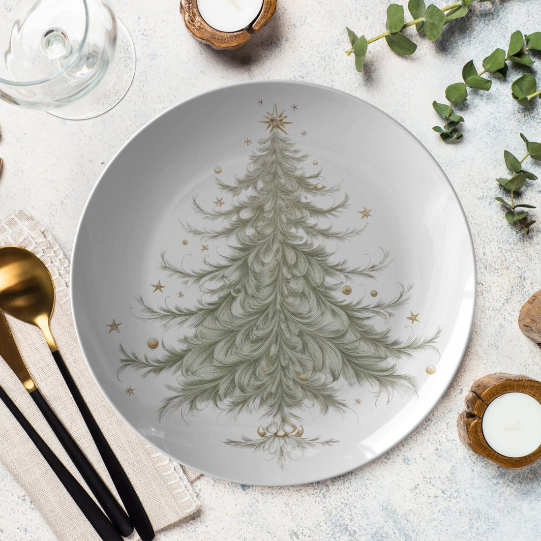 Kate McEnroe New York Whimsical Christmas Tree Dinner PlatePlatesP22 - WHY - TRE - 2S