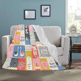 Kate McEnroe New York Whimsical Love Patchwork Sherpa Blanket, Cozy Affirmation ThrowBlankets33207663374369167588