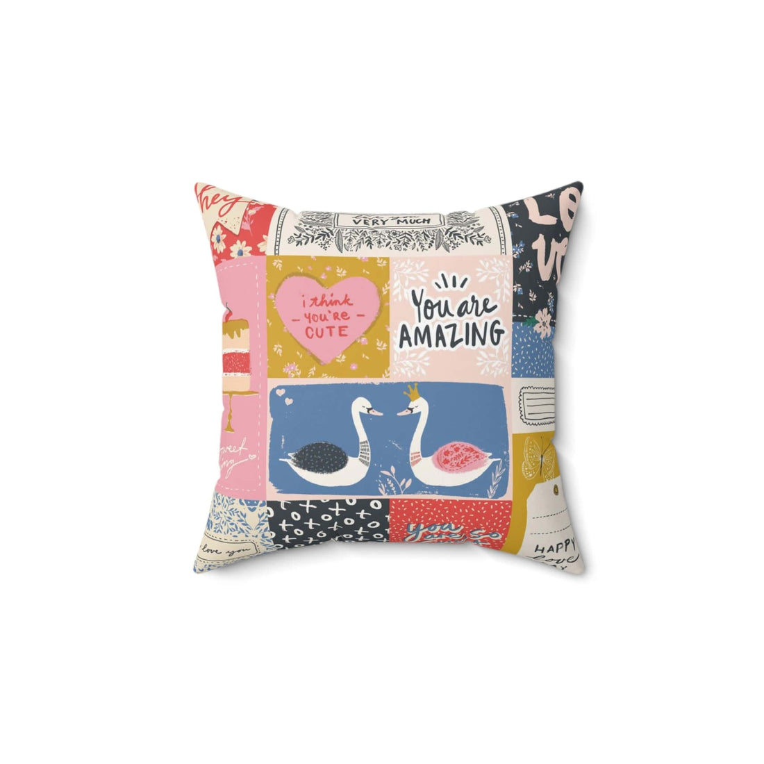 Kate McEnroe New York Whimsical Love Patchwork Throw Pillow, Cozy Affirmation Cushion Throw Pillows 14&quot; × 14&quot; 19502347075830268211