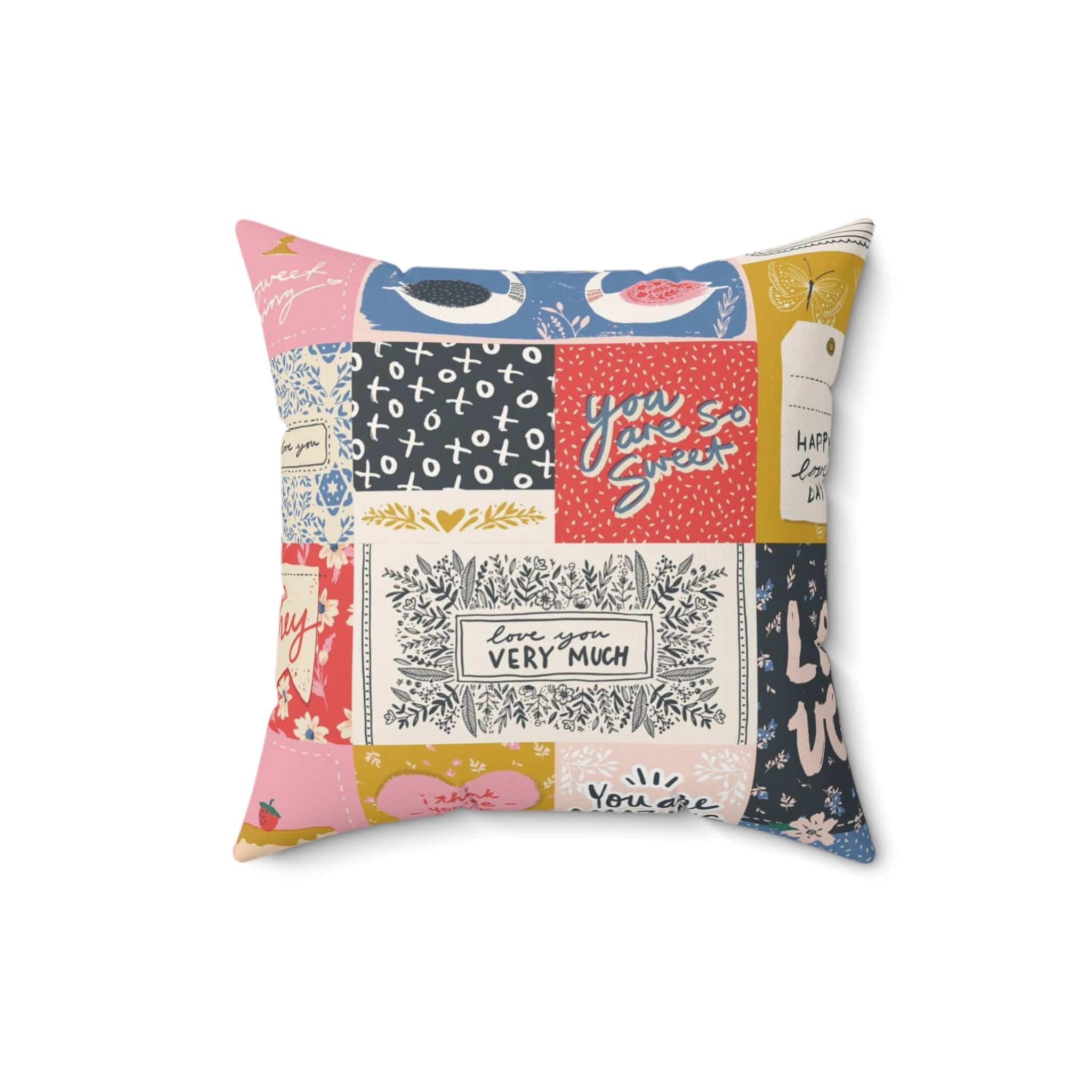 Kate McEnroe New York Whimsical Love Patchwork Throw Pillow, Cozy Affirmation CushionThrow Pillows23074045698643671411