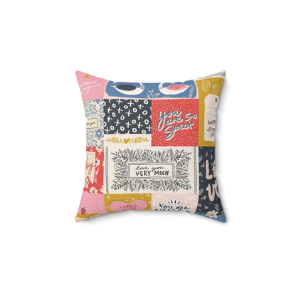 Kate McEnroe New York Whimsical Love Patchwork Throw Pillow, Cozy Affirmation CushionThrow Pillows23074045698643671411