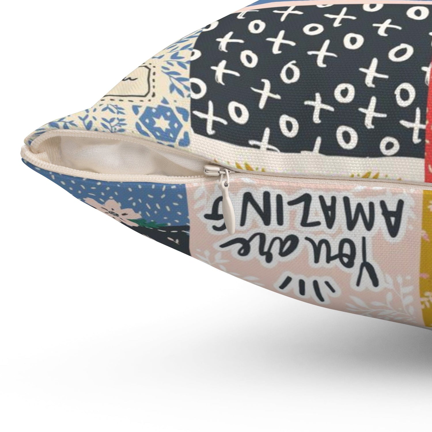 Kate McEnroe New York Whimsical Love Patchwork Throw Pillow, Cozy Affirmation CushionThrow Pillows23074045698643671411