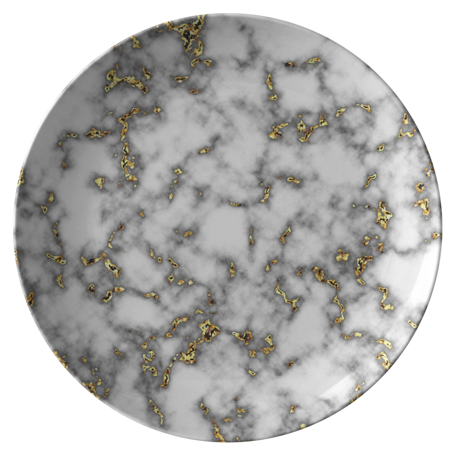 Kate McEnroe New York White And Gold Glitter Marble Print Dinner Plate SetPlates9820SINGLE