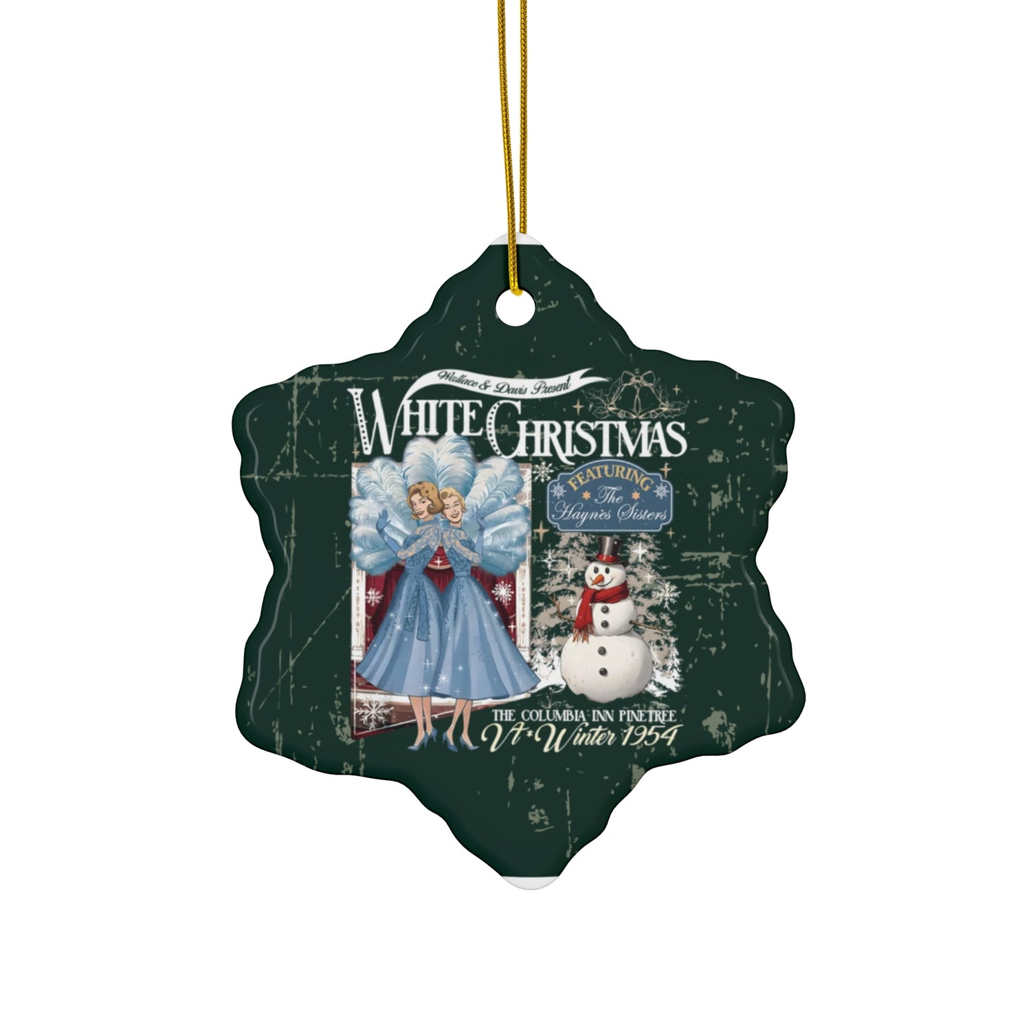 Kate McEnroe New York White Christmas Haynes Sisters Ceramic Ornament, Wallace and Davis Present Retro 50s Holiday DecorOrnaments16479062564889096307