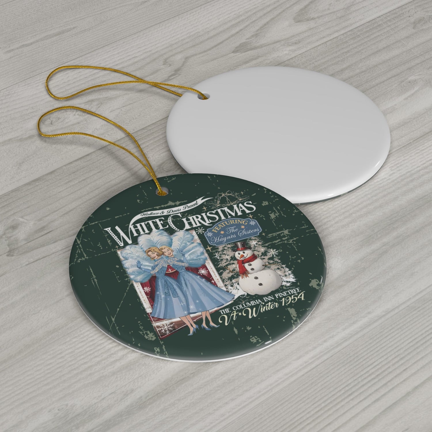 Kate McEnroe New York White Christmas Haynes Sisters Ceramic Ornament, Wallace and Davis Present Retro 50s Holiday DecorOrnaments16479062564889096307