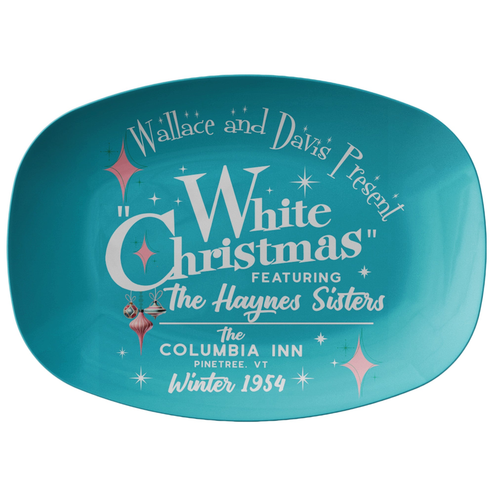 Kate McEnroe New York White Christmas Haynes Sisters Retro Platter, Wallace And Davis 1954 Movie Serveware, Mid Century Modern Holiday DecorServing Platters9727