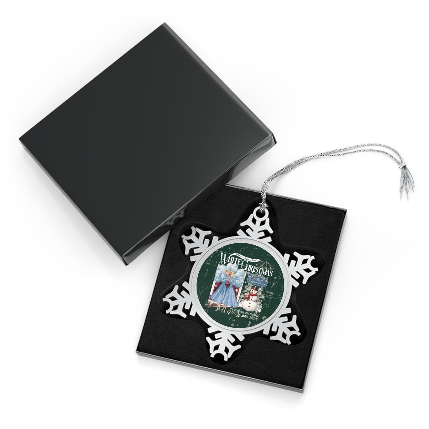 Kate McEnroe New York White Christmas Pewter Snowflake Ornament, The Haynes Sisters Retro 1950s Holiday Decor, Classic Winter 1954 Columbia Inn KeepsakeOrnaments36673901532484932472