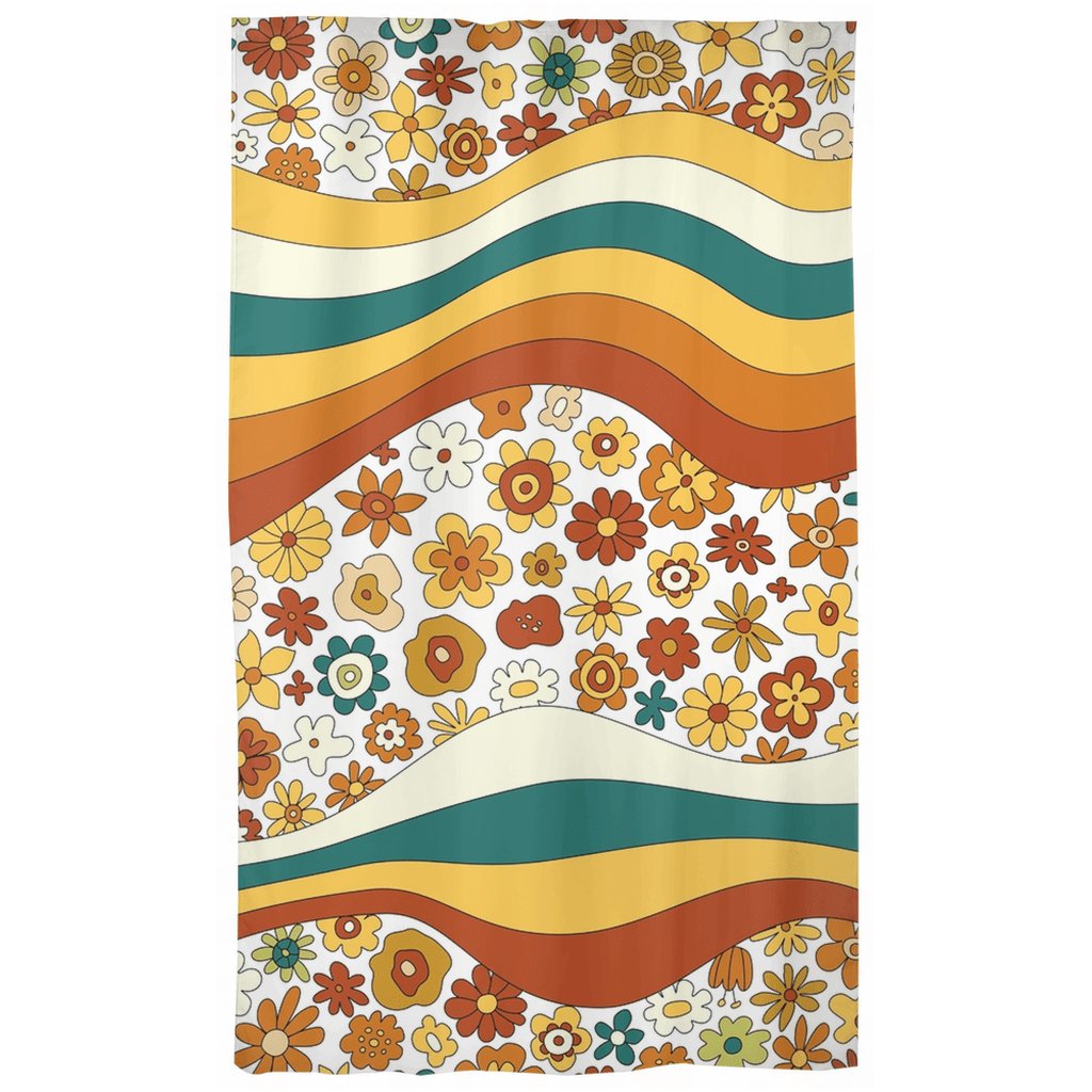 Kate McEnroe New York Window Curtain in Mid Century Modern 70s Groovy Hippie Wavy RetroWindow CurtainsCurtainBlackout - 50x84 - DoublePanel - 2022082318022599