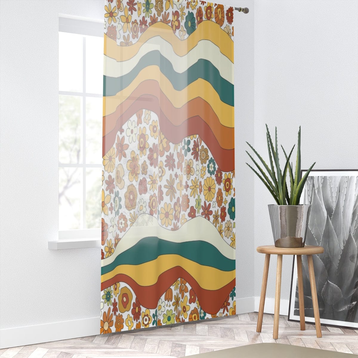 Kate McEnroe New York Window Curtain in Mid Century Modern 70s Groovy Hippie Wavy RetroWindow CurtainsCurtainBlackout - 50x84 - DoublePanel - 2022082318022599
