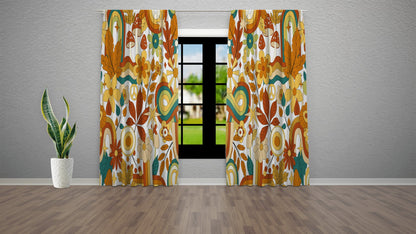 Kate McEnroe New York Window Curtains in 70s Groovy Hippie Retro Floral PrintWindow CurtainsCurtainBlackout - 50x84 - SinglePanel - 20220801014903449
